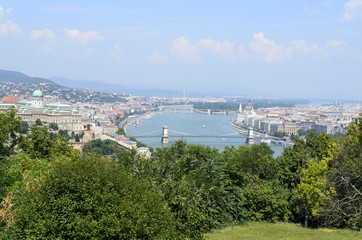 Fototapeta na wymiar Panoramic view of Budapest from Citadella hill, Hungary