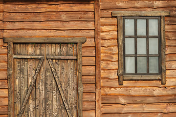 Fragment of an old wooden house