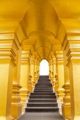 golden arch over the stair on white with clipping path