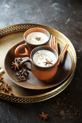Indian masala tea with spices 

