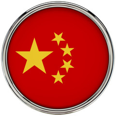 China Flag Glossy Button/icon (3d rendering).