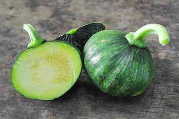 green pumpkin prepare for cooking