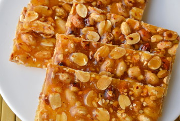 sweet peanuts bar on dish
