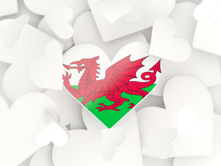 Flag of wales, heart shaped stickers
