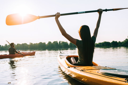 Enjoying their river adventure. 