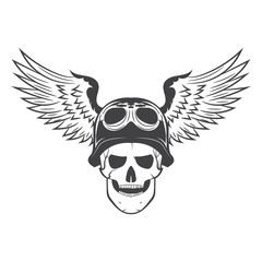 skull in helmet with wings. the soul of a biker.