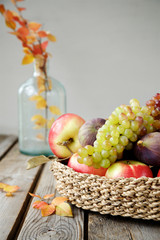 Autumn decor of fruits and vegetables