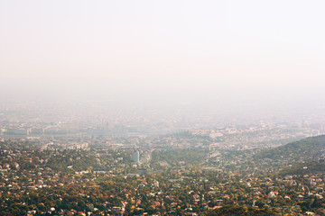 Fototapeta premium Panoramic, bird's eye view of Budapest, capital city of Hungary, Europe - with lots of copy space.