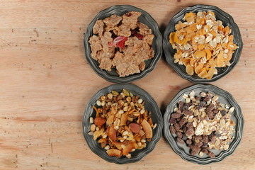 Delicious mix granola muesli cereal, healthy eating concept