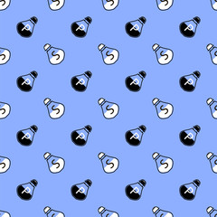 Salt and Pepper Seamless Pattern on Blue. Spices for Cooking