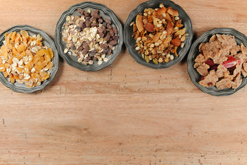 Delicious mix granola muesli cereal, healthy eating concept