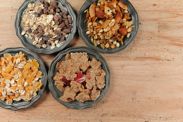 Delicious mix granola muesli cereal, healthy eating concept