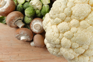 Cauliflower, mushrooms and brussels sprouts