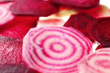 Fresh sliced beetroot, closeup