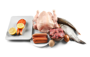 Food high in protein isolated on white