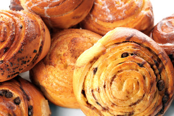 Sweet tasty buns, close up