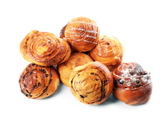 Sweet tasty buns, isolated on white
