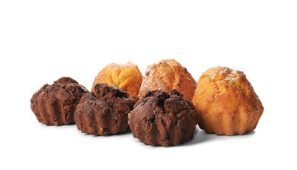 Sweet tasty muffins, isolated on white