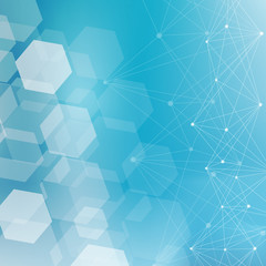 Structure molecule and communication Dna, atom, neurons. Science concept for your design. Connected lines with dots. Medical, technology, chemistry, science background. Vector illustration.