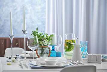 Beautiful table setting in restaurant