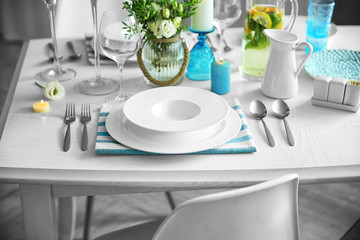 Beautiful table setting in restaurant