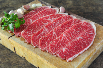 Slide chuck beef preparation for cooking