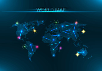 Abstract creative concept vector map of the world for Web and Mobile Applications isolated on background. Vector illustration, creative template design, Business software and social media, origami.