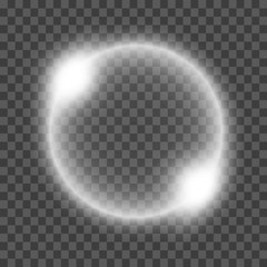 Round shiny frame background with lights. Abstract luxury light ring. Vector illustration