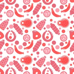 Foto op Canvas Meat products seamless pattern. © KamimiArt