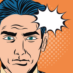 Man cartoon with bubble icon. Pop art comic and retro theme. Colorful design. Vector illustration