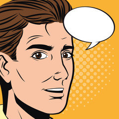 Man cartoon with bubble icon. Pop art comic and retro theme. Colorful design. Vector illustration