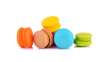 Macaroons on white background
