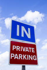 Entrance to private parking sign