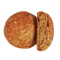 Homemade whole bread isolated on white background