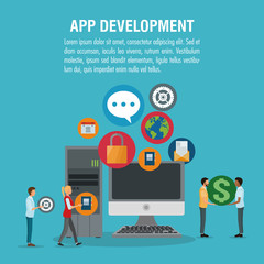 Avatars applications set and computer icon. App development and programming theme. Colorful design. Vector illustration