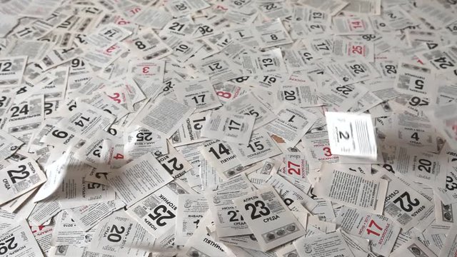 The falling leaves of the calendar tear-off calendar