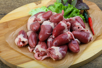 Raw chicken hearts