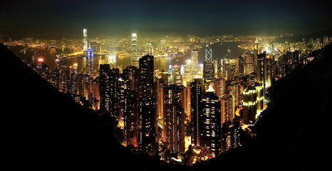Naklejka premium Hong Kong City : Night time.