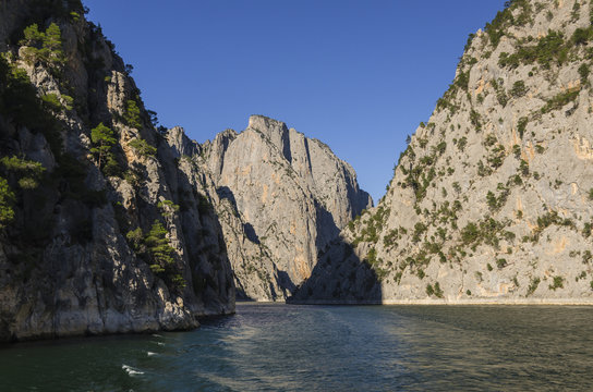 Sahinkaya Canyon is one of the most beautiful canyons in Altinkaya Dam reservoir, Samsun, Turkey.
