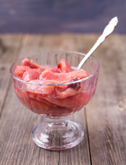 Jam pear in a bowl
