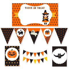 Set of halloween party elements