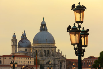 Basilica di Santa Maria della Salute and street lamp in Venice