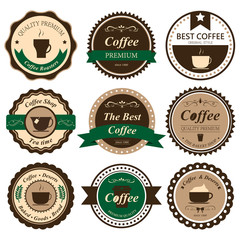 Set of coffee labels and elements for design vintage style