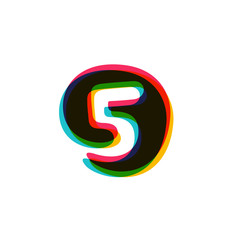 Number five overlay logo with color shift. 5 icon.