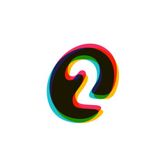 Number two overlay logo with color shift. 2 icon.