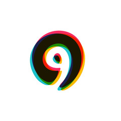 Number nine overlay logo with color shift. 9 icon.