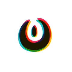 Number zero overlay logo with color shift. 0 icon.