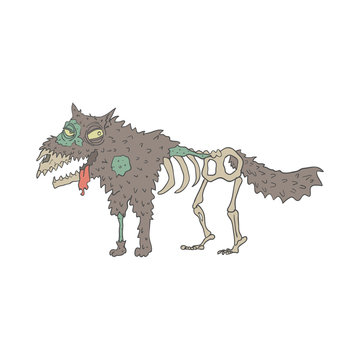 Dog Creepy Zombie Outlined Drawing