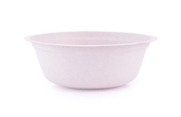 Biodegradable bowl on white background.