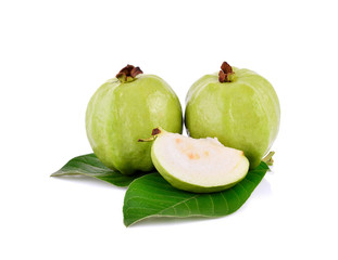 Guavas on white background